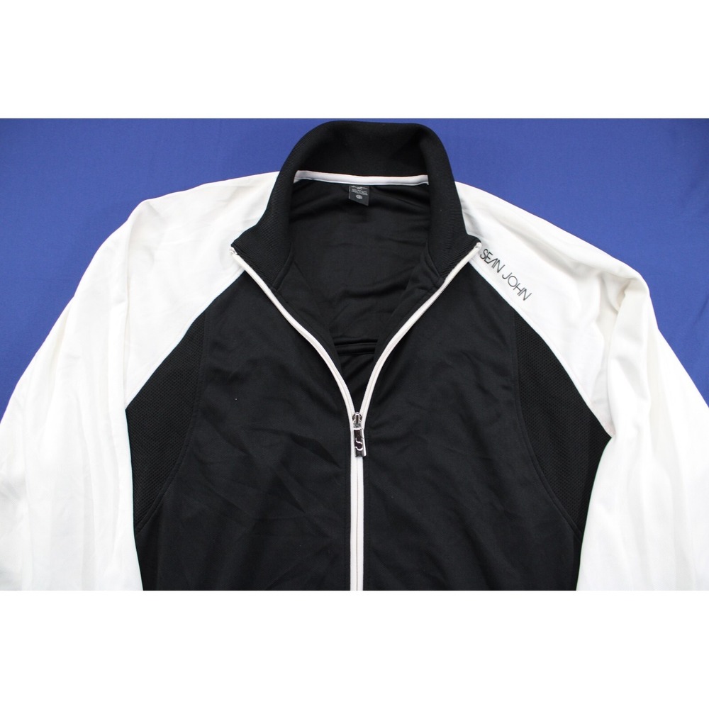 Sean John Jacket Full Zip Up Black White Polyester Size XXL